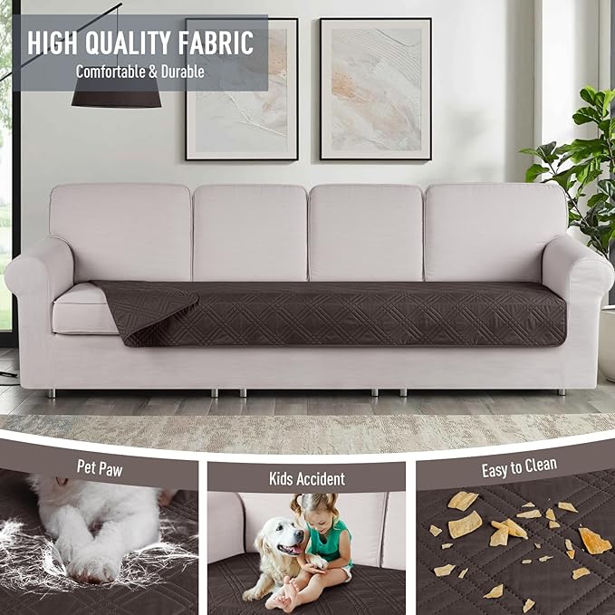 TAOCOCO Reversible Couch Seat Cover for Dogs Pets Couch Cover for Chaise Sectional Sofa U Shape Sofa Furniture Protector Sofa Slipcover(Oversized Sofa, Chocolate) - Image 4