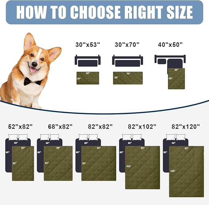 Smiry Waterproof Dog Bed Cover Pet Blanket, Soft Washable Dog Blanket for Furniture Bed Couch Sofa Reversible, Checkered (82"x120", Green/Navy) - Image 6