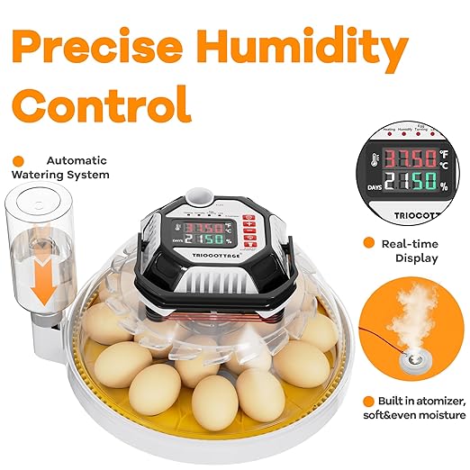 Incubators for Hatching Eggs 12-18 Egg Incubator with Automatic Egg Turning and Humidity Control,Egg Candler,Auto Water Replenishment,for Chicken Eggs and Quail Egg M12H (Yellow) - Image 4