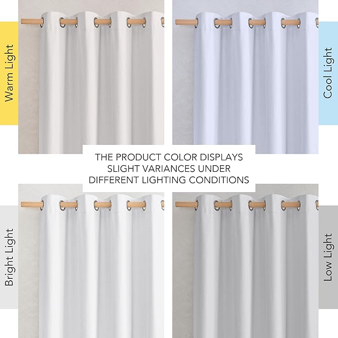 NICETOWN 100% Absolutely Blackout Linen Curtains with Thermal Insulated White Liner, Ivory, W52, 2 Pieces, Noise Reducing Textured Linen Look Curtains for Windows 90 inch Length for Classroom - Image 2