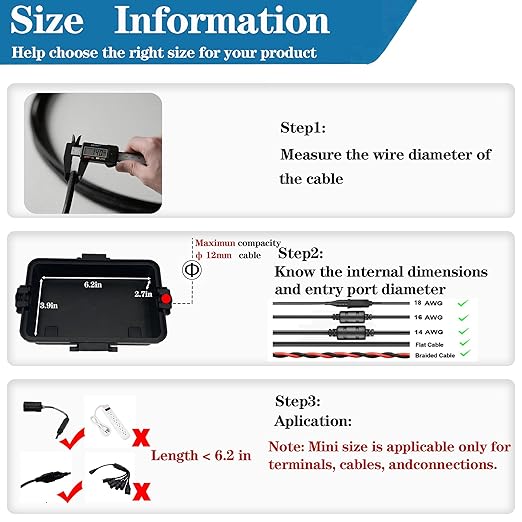 Mini Outdoor Electrical Box, IP54 Waterproof Extension Cord Cover (Inside 6.2 x 3.9 x 2.7 inches) Weatherproof Connection Box for Plug,Connector, Power Cord, Festive Light(2 PCS Black) - Image 4