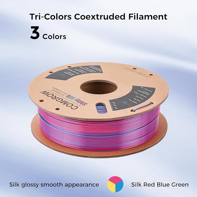 Comgrow Silk Shiny Rainbow Multi-Color 3D Printer Filament, Comgrow 3D Printing Materials Silk PLA 1.75mm, 3D Printing Filament +/-0.02mm, 250g X 4 Spool - Image 4