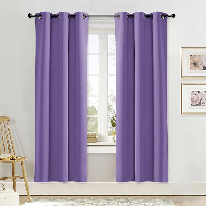 NICETOWN Curtain Blind for Bedroom, Single Panel, Lilac Purple, W42 x L72 inches, Thermal Insulated Grommet Blackout Room Darkening Drape/Drapery by NICETOWN