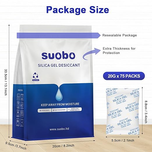 Desiccant Packs for Storage, 75 Packs 20 Gram Silica Gel Packets for Moisture Control, Food Grade Moisture Absorbers with Color Indicating, Desiccant Packs for Foods, Electronics, Jewelry, Safe - Image 6