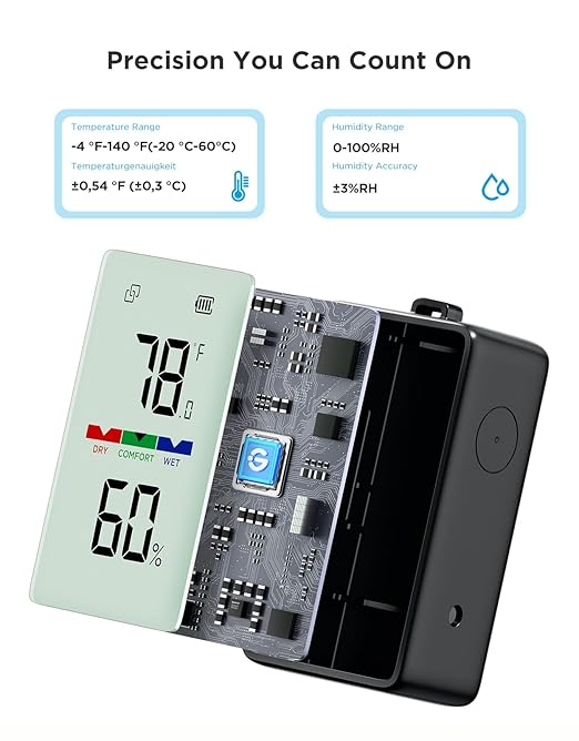 GoveeLife Outdoor Indoor Thermometer Hygrometer IP65 Waterproof, LCD Digital Display, 197ft Buletooth Range, Notification Alerts, 2 Years Data Storage Export, for Camping, Room, Patio, Greenhouse - Image 5