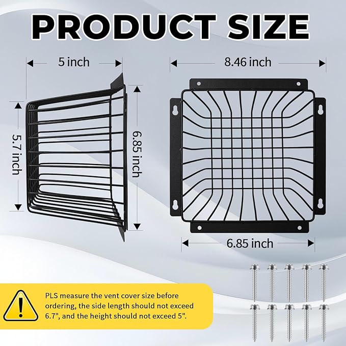 Universal Outside Bird Guard - Stainless Steel Construction Vent Cover, Fits 3 inch to 4 inch Vent Hoods, Prevents Birds, Rodents and Debris from Entering Dryer or Bathroom Exhaust Fan, Black - Image 2