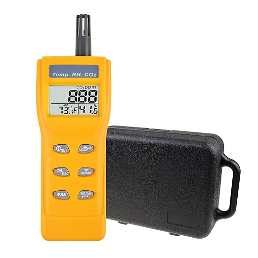 Portable CO2 Meter Handheld CO2 Detector Monitor 0~9999ppm, Carbon Dioxide Meter with Alarm Function, Temperature & Humidity Meter NDIR Sensor Air Quality Monitor for Home Trip Classroom and Office by GAINEXPRESS
