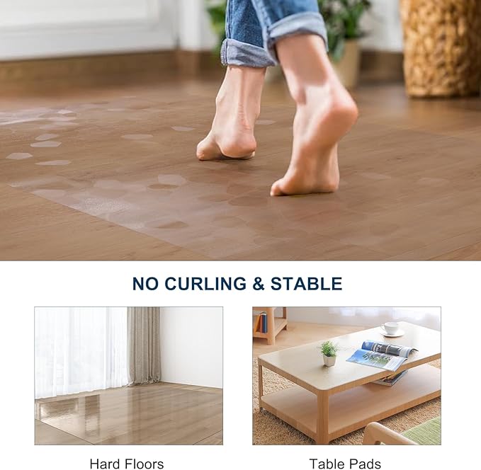 Clear Area Mat for Hard Floors, 3'X5' No Slip Vinyl Chair Rug for Under Dining Table, Pebble Patterned Waterproof Rug Protector Floor Mat for High Traffic Areas, Pet Litter Mat - Image 4