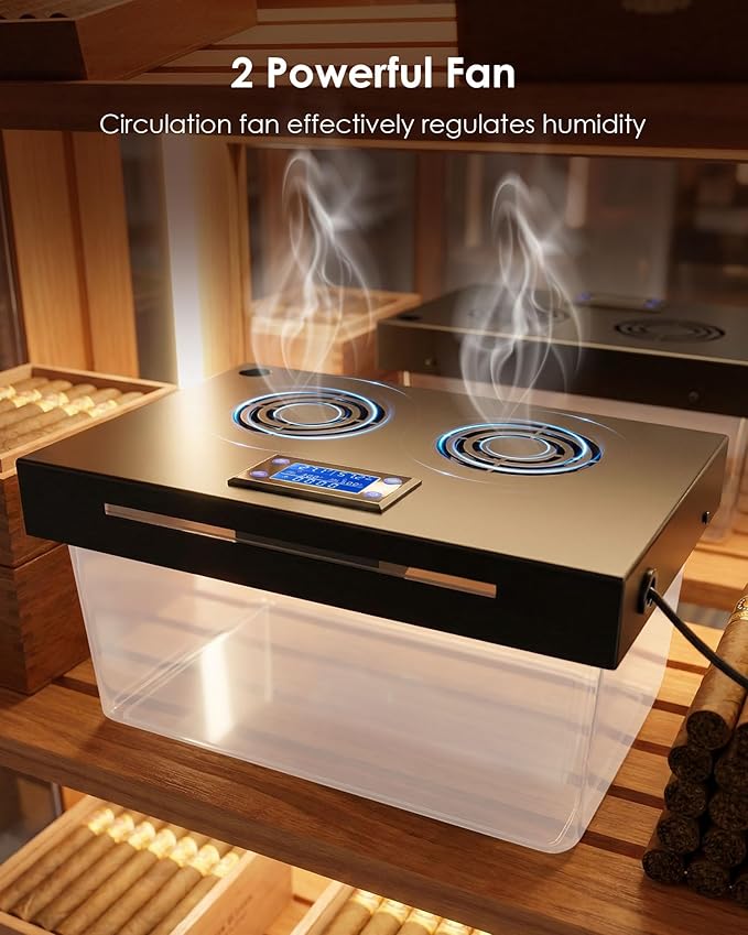 Electric Humidifiers for 10-50 Cubic Ft. Cabinet, Humidor Cabinet Humidifier for Monitoring Temperature and Humidity with 12V Adapter Power Supply - Image 6