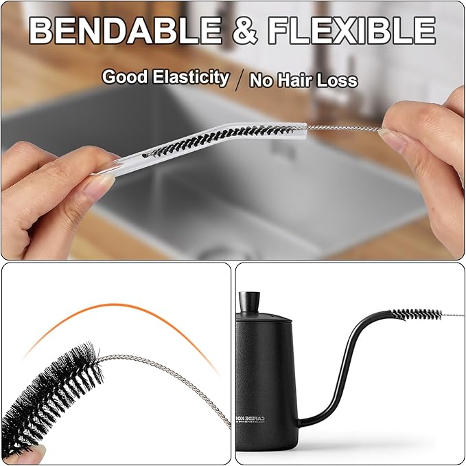 Straw Cleaner Brush Set, 12 Pieces Botthle Cleaning Brush and Nylon Tube Brush Brush, 11.8 Inch Long Cleaning Brush Kit for Water Bottle, Straws on Tumbler, Sippy Cup, Tea Pot Spout - Image 2