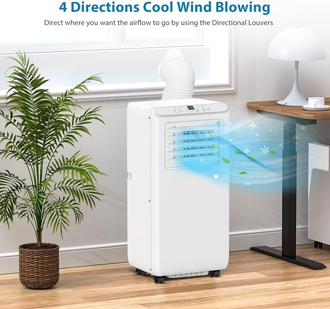 GarveeLife 10000 BTU Portable Air Conditioner, 3-In-1 AC Unit for Rooms Up to 450 Sq.Ft, with Dehumidifier, Fan, Remote Control, LED Display & Window Vent Kit, White - Image 5
