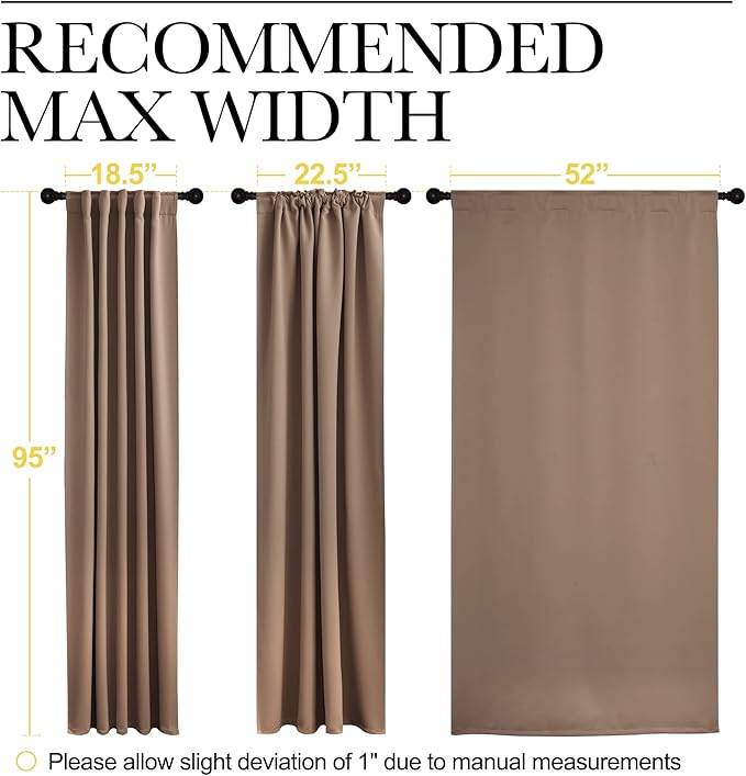 NICETOWN Blackout Curtains and Draperies for Living Room - (Cappuccino Color) 52 inches Wide by 95 inches Long, Set of 2 Pieces, Insulated Solid Drape Panels - Image 7