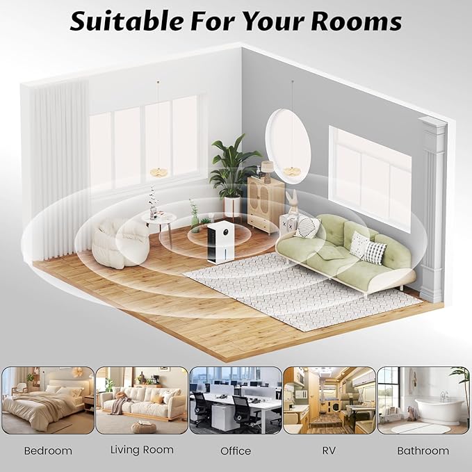 Dehumidifier for Home for Bedroom with 1000 sq.ft 120 OZ Water Tank,Dehumidifiers for Bathroom Basement with Remote Control,Auto Shut Off,Touchscreen,7 Colors LED Light - Image 9