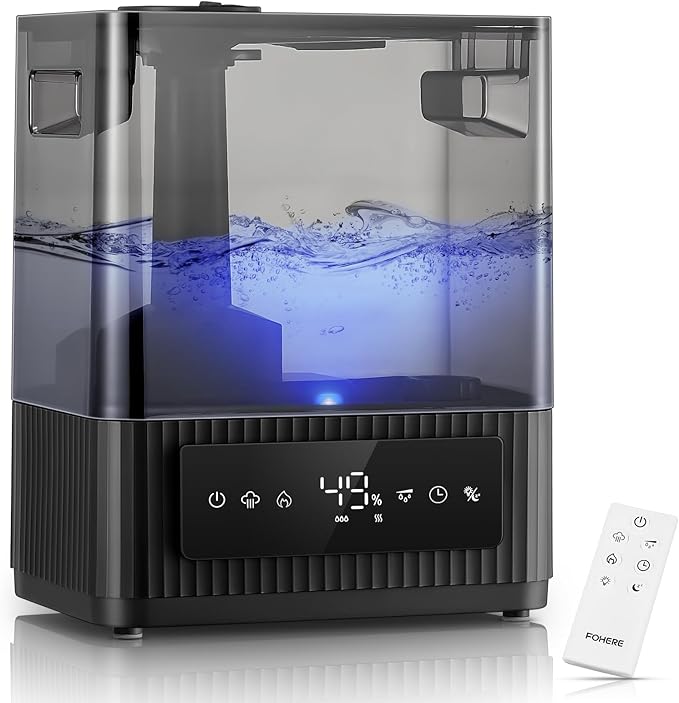 FOHERE Smart Humidifier for Bedroom, 6L Quiet Warm Cool Mist Humidifier with 60H Runtime, Aroma Diffuser, Sleep Mode, 12H Timer, Ultrasonic Top Fill Humidifiers for Home, Baby, Plants, Office by HOME