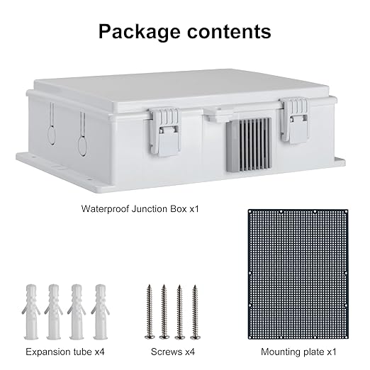 Outdoor Electrical Junction Box, ABS Water Resistant Enclosure with Internal Mounting Panel & Hinged Cover (13" H* 9.2" L* 3.7" W) - Image 7