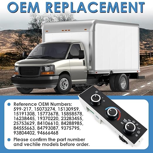 599-217 Heater A/C Control Switch,Front Climate Control Module Compatible with 1996-2020 Chevrolet Express 1500 2500 3500, Chevy C4500 C5500 C6500,1996-2020 GMC Savana, OE # 599-217, 15073274 - Image 3