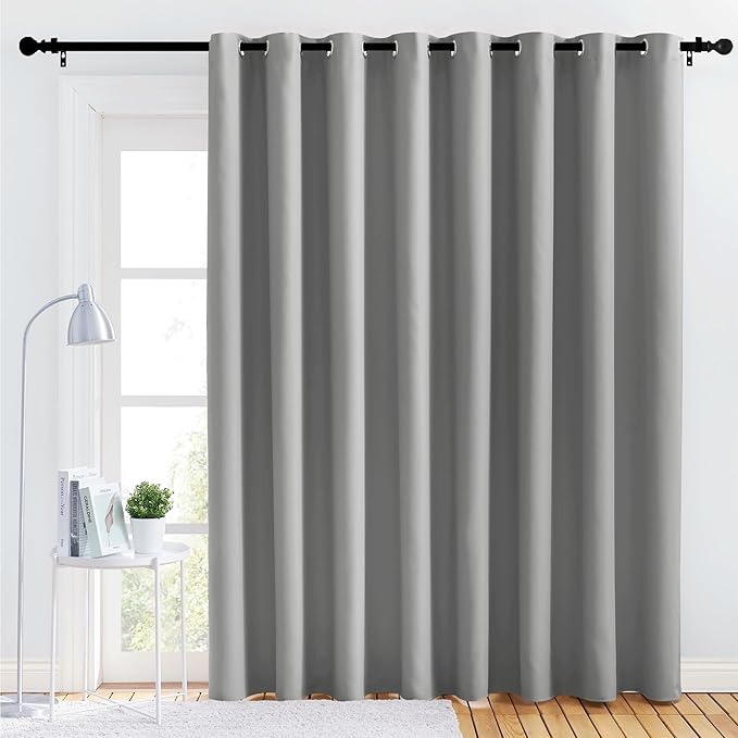 NICETOWN Closet Curtains Sound Blocking, Bedroom Privacy Room Divider Curtain Screen Partitions, Thermal Insulated Blackout Patio Sliding Door Curtain (Silver Grey, 1 Panel, 120" Wide by 84" Long) by NICETOWN