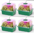 MIXC Seed Starter Kit with Grow Light, Elevated Seedling Tray Kit with Adjustable Humidity Dome and Clear Cell Tray, 12 Full Spectrum Led Beads for Seed Starting Greenhouse, 4 Pack, Green by MIXC