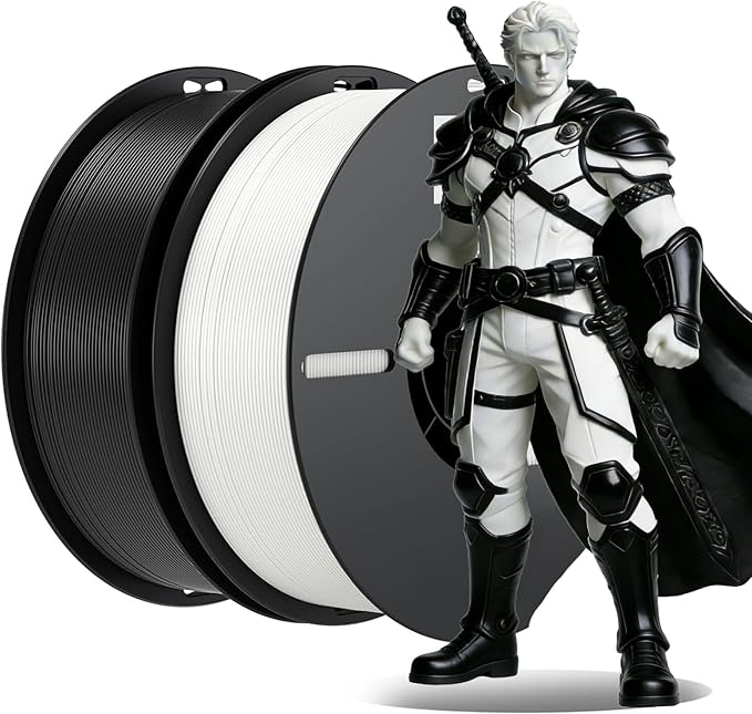 Creality 3D Printer Filament, PLA Filament 1.75mm Bundle for 3D Printing, Ender PLA Filament No-Tangling High Precision, Accuracy +/- 0.02mm (Black & White) by Creality