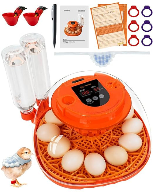 12 Egg Incubator with Automatic Turning & Humidity Control, Fully Automatic Incubators with Egg Candler, STEM/STEAM Educational kit, for Hatching Chicken, Duck, Quail, Pigeon, Home, Classroom Use by Homcolorful