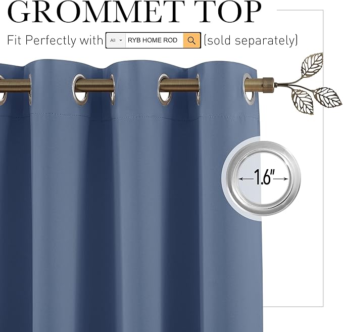 RYB HOME Privacy Curtain for Sliding Glass Door, Light Block Noise Reduce Insulated Curtain Screen Ceiling to Floor for Locker Room Basement Bedroom Closet, 100 inch Wide x 96 inch Long, Stone - Image 2
