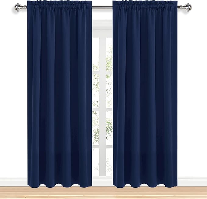 DWCN Navy Blue Blackout Curtains for Living Room 95 Inch Length 2 Panels Set, Window Drapes Thermal Insulated Room Darkening Rod Pocket Curtains for Kids Boys Room (W52 x L95 Inch, Navy Blue) - Image 9