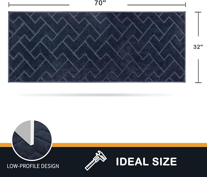 PURRUGS Dirt Trapping Door Mat 32" x 70", Non-Slip Machine Washable Entry Rug, Dog Doormat, Indoor Front Door Mat, Super Absorbent Entryway Rug for Muddy Shoes & Paws, Navy Blue - Image 2