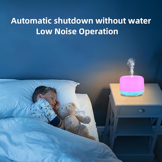 300ML Air Diffuser for Essential Oils, Ultrasonic Aromatherapy Diffuser, Remote Control Aroma Diffuser Humidfer, 7Color Changing LED Light,Auto-Off, Timer for Home, Bedroom, Office, Kids. - Image 4