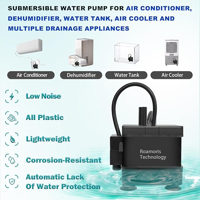 Small Pump With Level Sensor 110V Automatic Submersible Water Pump Mini HVAC Condensate Pump For Dehumidifier,Air Conditioner, Ice Maker, Furnace,Air Cooler,Auto Shut Off,PM01 - Image 2