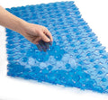 WELTRXE Non Slip Bathtub Mat, 35 x 16 Inches Bathroom Pebbles Shower Mat with Suction Cups, Drain Holes, Suction Bath Mats for Tub Machine Washable - Clear Blue by WELTRXE