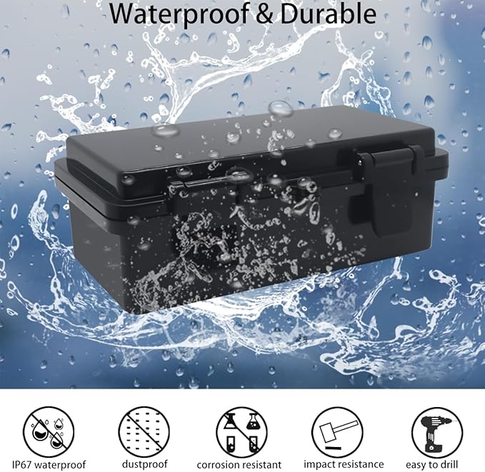Junction Box, Hinged Black Cover IP67 Waterproof ABS Project Box with Mounting Plate Electrical Box Enclosure with Wall Bracket 7.9 x 3.9 x 2.8inch(200x100x70mm) - Image 2