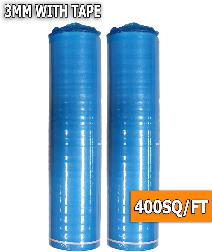 AMERIQUE 400SQFT 4TH Generation Blue 3MM Thick Flooring Underlayment Padding 3-in-1 Heavy Duty Foam with Tape & Vapor Barrier - Image 2