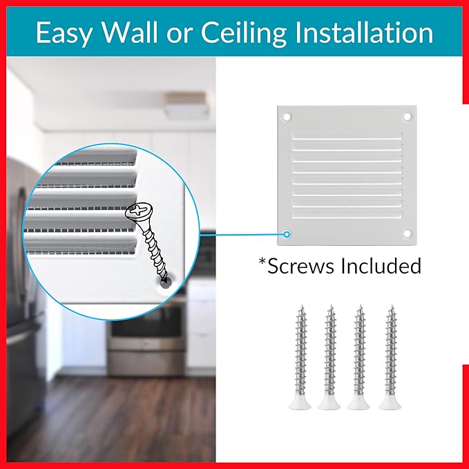 2x2 Vent Cover (Duct Opening) - White HVAC Return Air Grille for Wall and Ceiling - Metal AC Vent Cover with Mesh - Rectangular Ventilation Register - External Dimensions: 3.94" W x 3.94" H - Image 4