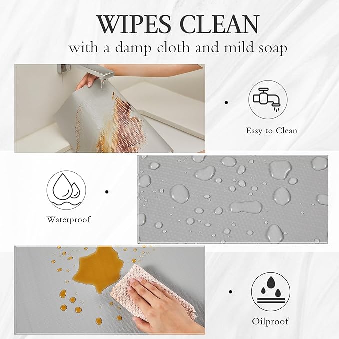 Beautysaid Shelf and Drawer Liner for Kitchen Cabinet, Non Adhesive Non Slip Shelf Paper Waterproof Washable Thickened for Dresser Pantry Shelve Bathroom Protector Liner(Light Grey,23.6 in x 10 FT) - Image 9