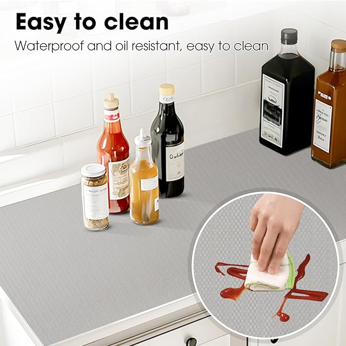 Drawer and Shelf Liner, Non-Slip Kitchen Cabinet Liners Non-Adhesive Thick Strong Grip Waterproof Washable Mats Protect Dresser Shelves Cupboard Bathroom Cabinets, Light Gray, 24 in X 30 FT - Image 3