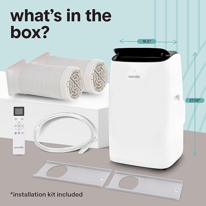SereneLife 14000 BTU Ultra Quiet Portable Inverter Air Conditioner, Smart Cooling & Heating with WiFi, Energy Efficient, For Bedrooms, Living Spaces & Offices, 650 Sq Ft Coverage - Image 8