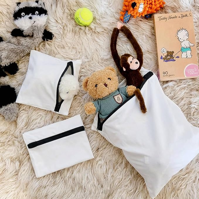 SATINIOR 3 Pack Premium Laundry Wash Bags with Zipper for Stuffed Animal Bear Doll Soft Plush Toys Items Delicate 12 x 15 15 x 20 20 x 30 Machine Wash and Dry, Fabric Bags for Household and Specialty - Image 4