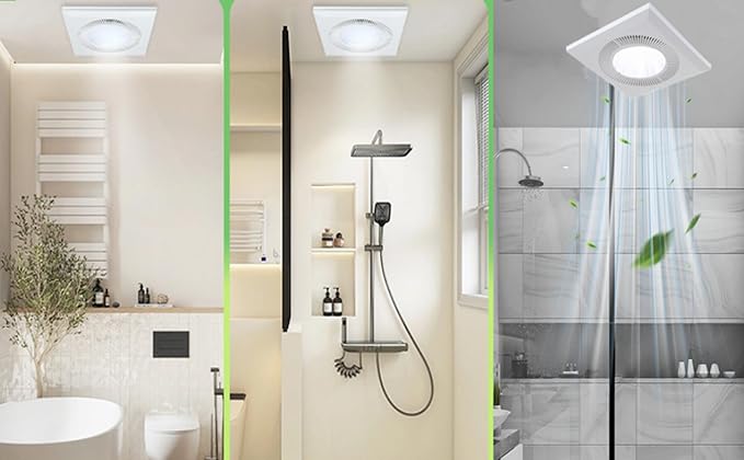 Bathroom Exhaust Fan with Light DC Energy-Saving Bathroom Ventilation Fan, Ceiling Mount Vent Fan with LED Light 6000K for Home/Bath/Office (white) - Image 2