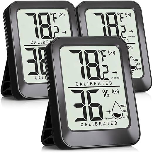 3 Pack Room Thermometer Indoor Hygrometer for Home, Digital Sensor Mini Humidity Gauge Meter, Temperature Humidity Monitor for Bedroom, Pet, Plant - Battery Included by AyayaBoss