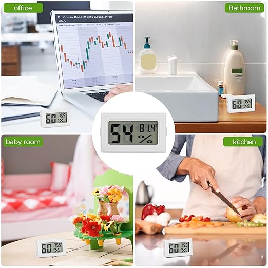 12 Pack Mini Hygrometer Digital Electronic Temperature Humidity Meters Gauge Indoor Thermometer Hygrometer LCD Display Fahrenheit (℉) for Guitar Case,Greenhouse, Garden, Cellar, Closet (White) - Image 8