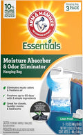 Arm & Hammer Essentials Hanging Moisture Absorber and Odor Eliminator, 17.5 oz., 3 Pack, Linen Fresh, Moisture Absorbers for Closets, Laundry Rooms and Bedrooms, Long-Lasting Freshness by ARMHAMMER