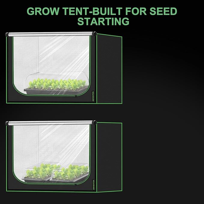 MELONFARM 2x2 Grow Tent, 24"x24"x32" Double Transparent Viewing Door Indoor Grow Tent, Growing Tent with High Reflective Mylar & Floor Tray, Plant Tent for Indoor Hydroponics Growing - Image 5
