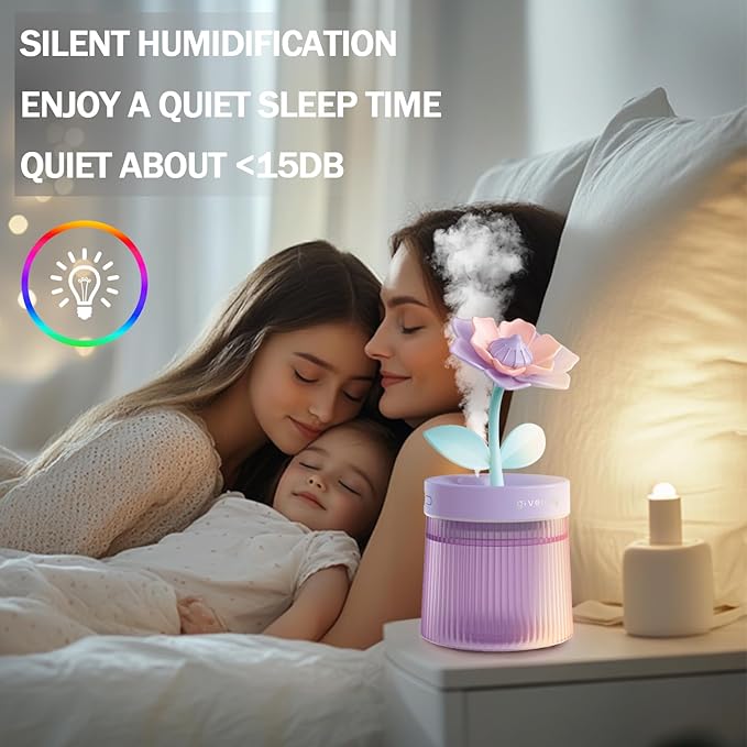 Cute Mini Humidifier 320mL Cool Mist Humidifie mute with 2 Mist Modes,for Home/Nursery/Office,Portable Mini Air Moisturizer,rechargeable mini humidifier(Gardenia green) - Image 5