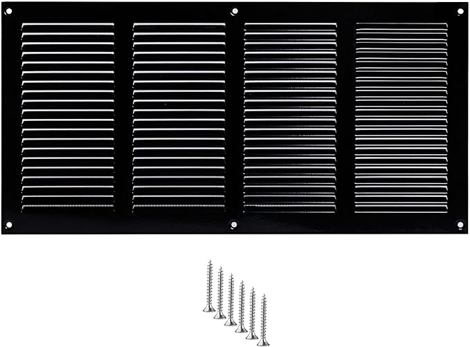 14x6 Vent Cover (Duct Opening) - Black HVAC Return Air Grille for Wall and Ceiling - Metal AC Vent Cover with Mesh - Rectangular Ventilation Register - External Dimensions: 15.75" W x 7.87" H by TURvent