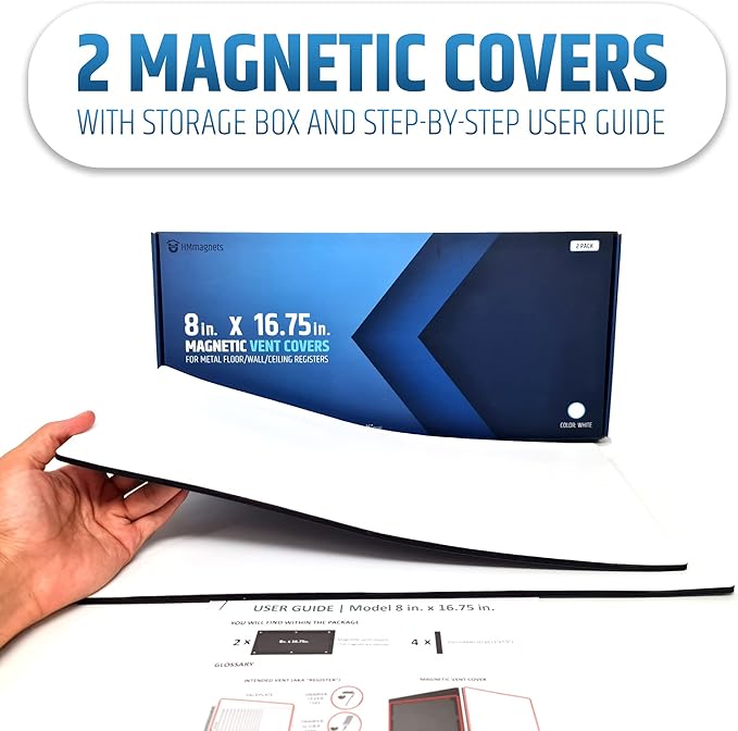 Powerful Magnetic Vent Covers (2-Pack) That Will Never Fall Off (Upgraded Design) - for Sealing Floor/Wall/Ceiling Registers of Width 7.25" to 8", Length 15.25" to 16" | Vent Not Included | White - Image 7