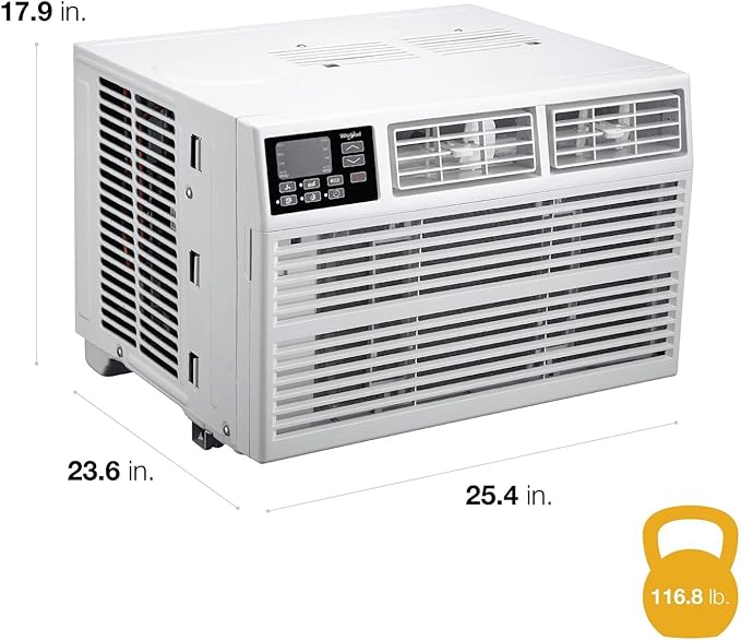 Whirlpool 18,000 BTU Window Air Conditioner with Dehumidifier, 230V, Window AC for Large Rooms up to 1000 Sq. Ft., Bedroom, Living Room, Apartment, with Remote, 3 Speeds, and 24H Timer, White - Image 7