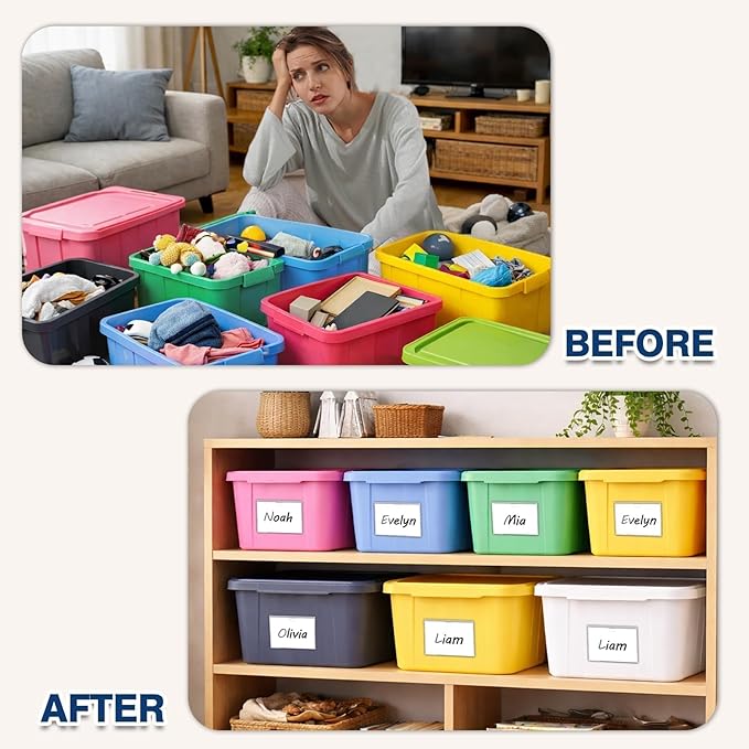 H4D 48 Pack Labels for Storage Bins, 3" x 5" Plastic Clear Adhesive Index Card Holders, Tote Label Pockets for Organizing Storage, Library Card, Shelves - Image 5
