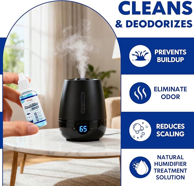 Humidifier Treatment Drops Concentrate Cleaner Reduces Buildup & Scaling, Deodorizes Water, Fits All Models, 400+ Day Supply, 4PK - Image 6