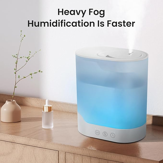 YOGIN Air Humidifier for Bedroom, 3L Top-Fill Cool Mist Humidifier & Essential Oil Diffuser, Ultra-Quiet <24dB, Smart Humidity Control, Up to 40H Runtime - Image 6