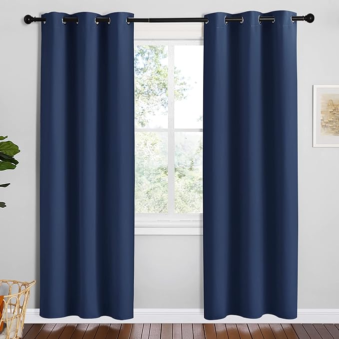 NICETOWN Blackout Draperies Curtains, Navy, 1 Pair, 42 x 78 inches, All Season Thermal Insulated Solid Grommet Top Blackout Curtains/Drapes for Kid's Room by NICETOWN